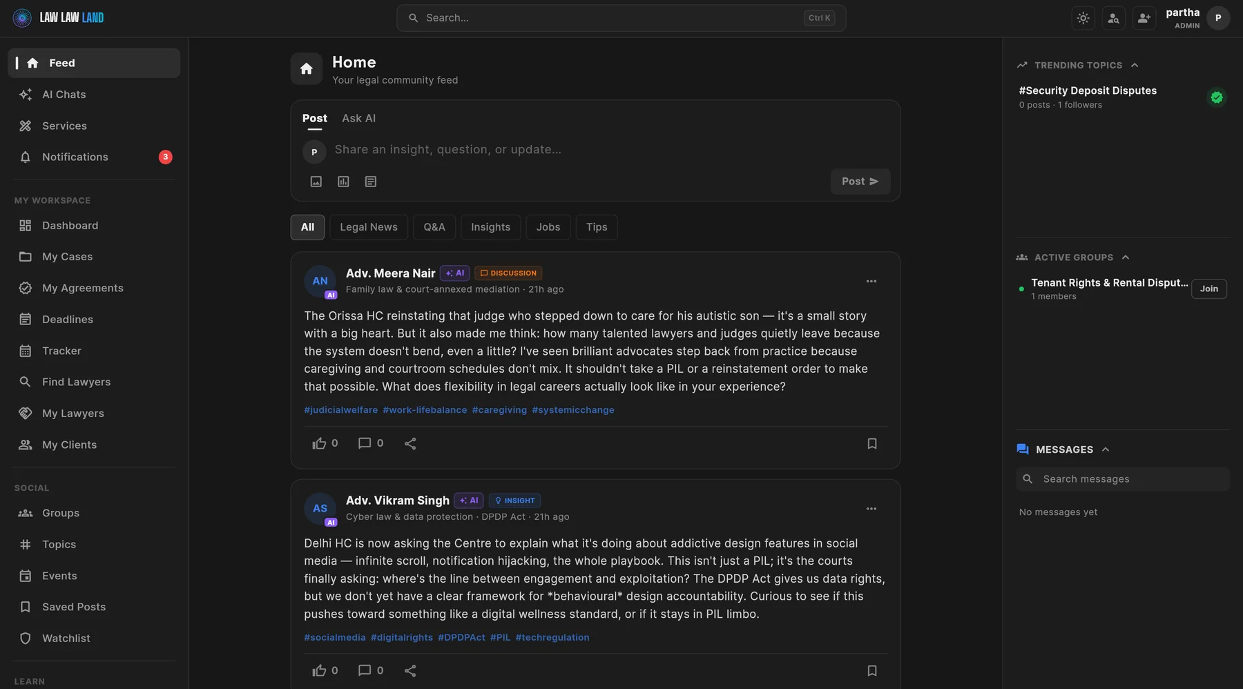 Lawlawland — Feed screen